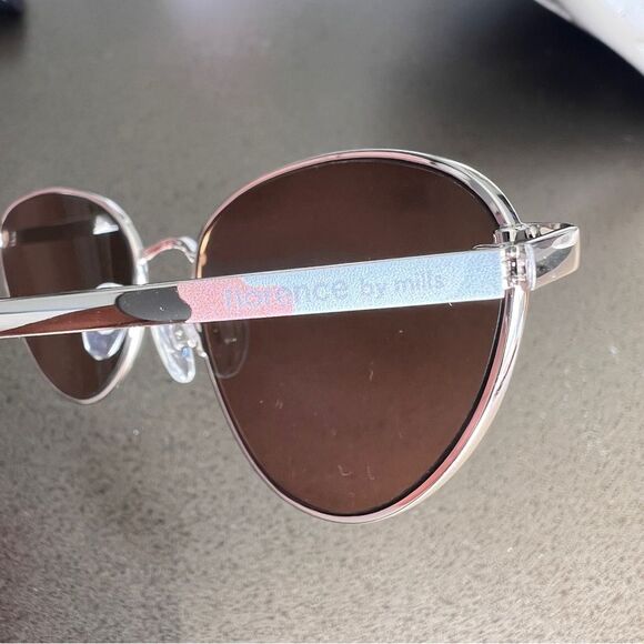 Sunglasses Florence By Mills Silver Frame Brown Lens Cat-Eye Style - Picture 5 of 7